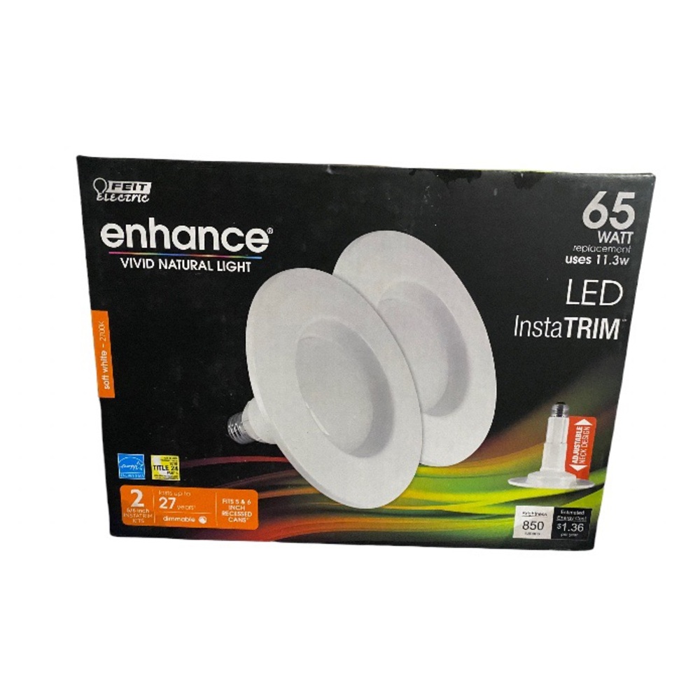 Feit Electric LED InstaTRIM Recess Lights Box Of 2 65 Watt 850 Lumens